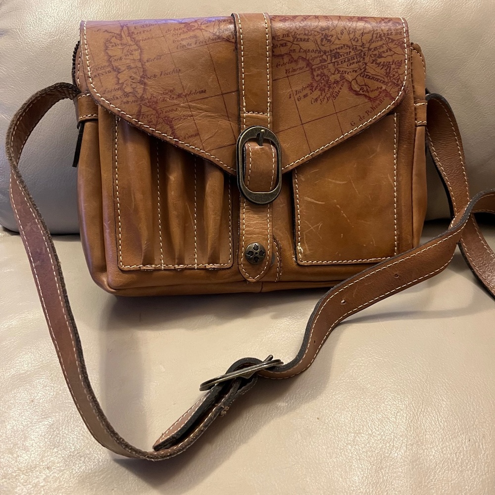 Patricia Nash Genuine Leather Map Crossbody